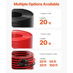 VEVOR 20FT Solar Panel Extension Cable, 10AWG Solar Extension Cable Wire with Female & Male Waterproof Connectors, 6mm² PV Cable for Home, Ship and RV Solar Panels, 20FT Black + 20FT Red (Set of 2)