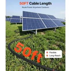 VEVOR 100FT Solar Panel Extension Cable 10AWG Waterproof PV 6mm² Cable Black