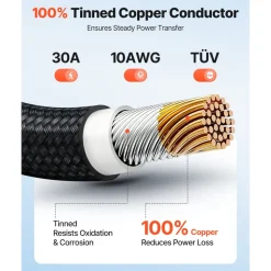 VEVOR 100FT Solar Panel Extension Cable 10AWG Waterproof PV 6mm² Cable Black