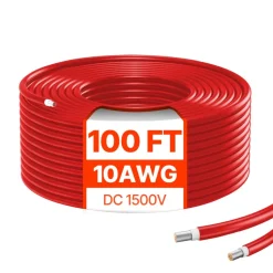 VEVOR 100FT Solar Panel Extension Cable 10AWG Waterproof PV 6mm² Cable Red