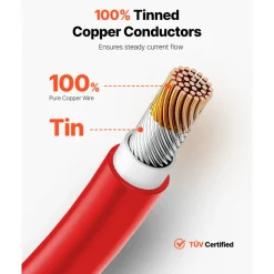 VEVOR 100FT Solar Panel Extension Cable 10AWG Waterproof PV 6mm² Cable Red