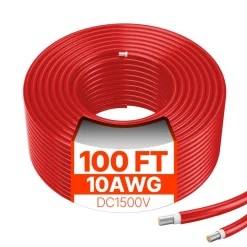 VEVOR 100FT Solar Panel Extension Cable 10AWG Waterproof PV 6mm² Cable Red
