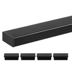 VEVOR 6.5 ft Stainless Steel Handrail, Rectangular Top Stair Deck Hand Rail for Outdoor/Indoor Steps with End Cap,Matte Black Coating Adjustable Metal Stair Rail for Cable Railing Kit