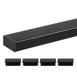 VEVOR 6.5 ft Stainless Steel Handrail, Rectangular Top Stair Deck Hand Rail for Outdoor/Indoor Steps with End Cap,Matte Black Coating Adjustable Metal Stair Rail for Cable Railing Kit