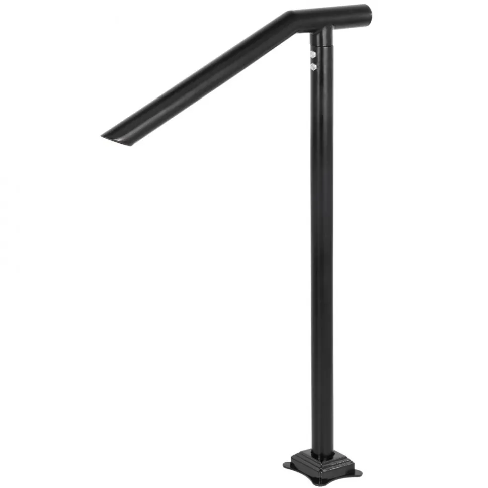 VEVOR 3Ft Step Railing, Iron Stair Handrail Floor Mounted Sturdy Black Arched Handrails for Outdoor Indoor Steps Fits 2 to 3 Steps