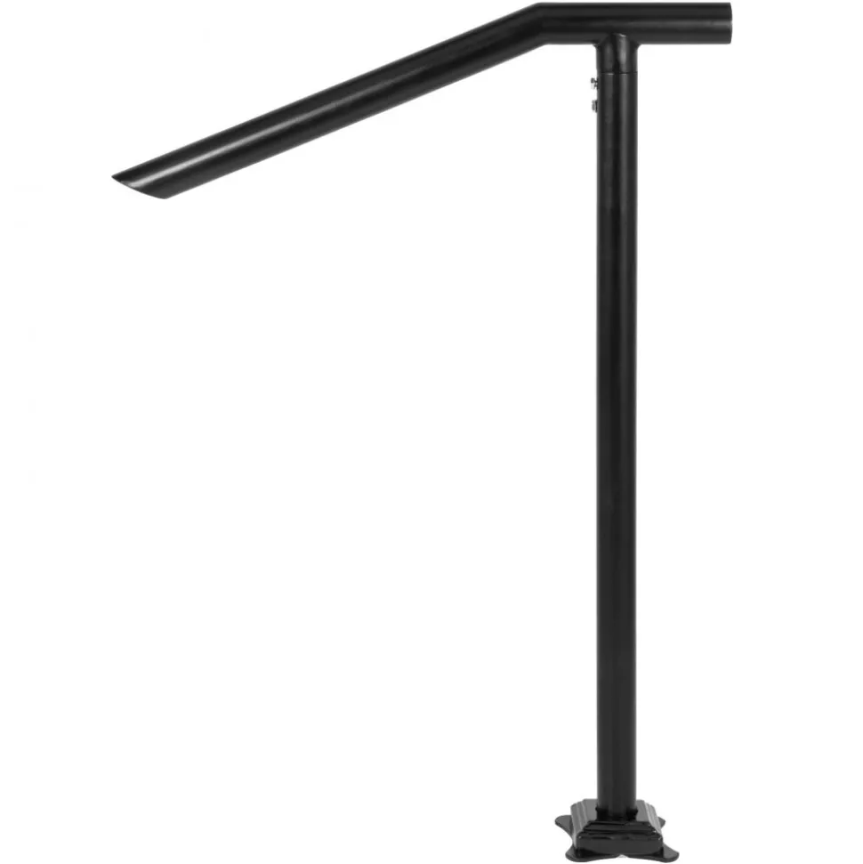 VEVOR 3Ft Step Railing, Iron Stair Handrail Floor Mounted Sturdy Black Arched Handrails for Outdoor Indoor Steps Fits 2 to 3 Steps