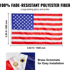 VEVOR 25FT Telescoping Flag pole Kit, Heavy Duty Aluminum Alloy in Ground Flag Poles for Outside, 3 Display Modes Flagpole with 3x5 American Flag, Professional Accessories, Black