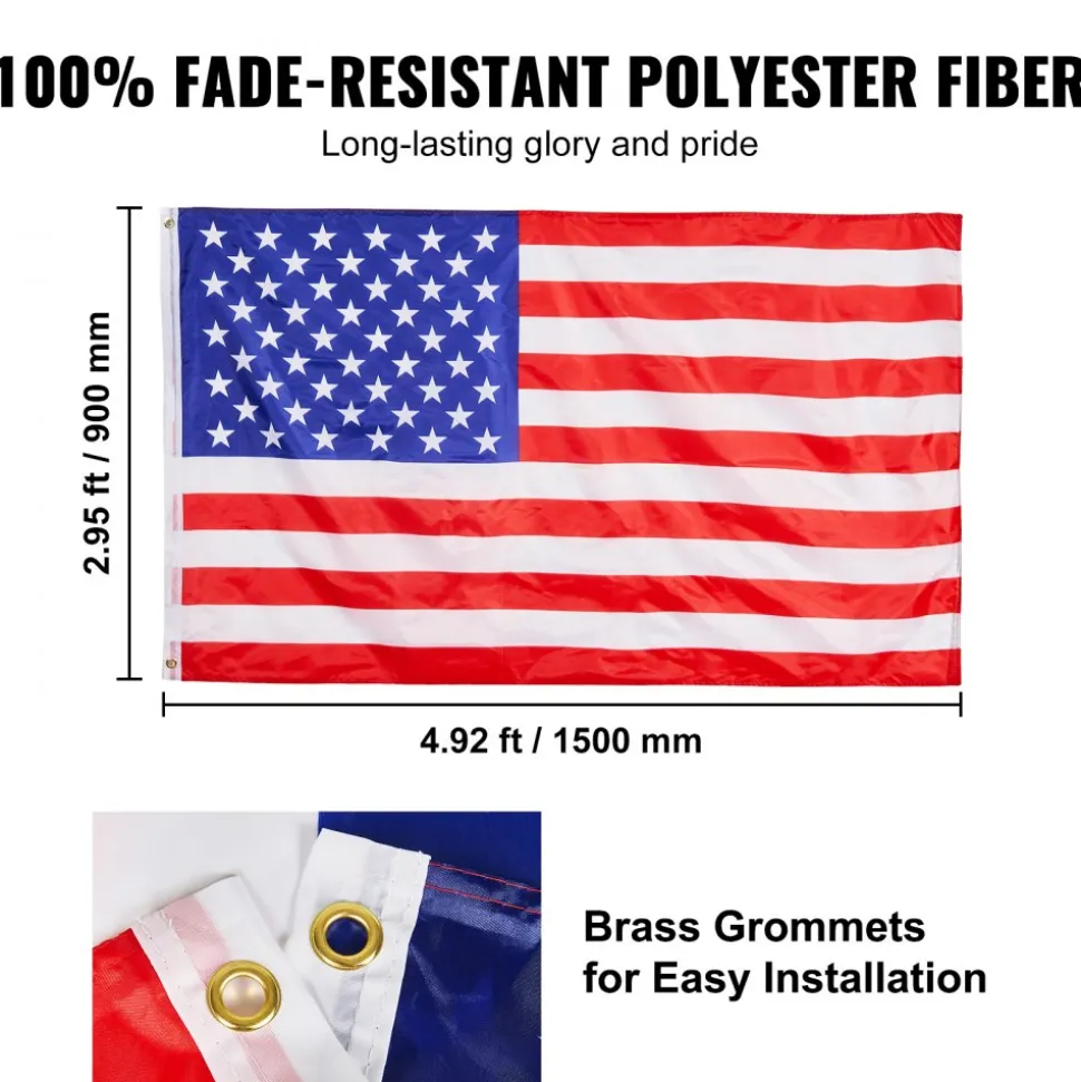 VEVOR 25FT Telescoping Flag pole Kit, Heavy Duty Aluminum Alloy in Ground Flag Poles for Outside, 3 Display Modes Flagpole with 3x5 American Flag, Professional Accessories, Black