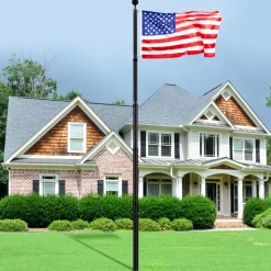 VEVOR 25FT Telescoping Flag pole Kit, Heavy Duty Aluminum Alloy in Ground Flag Poles for Outside, 3 Display Modes Flagpole with 3x5 American Flag, Professional Accessories, Black
