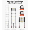 VEVOR 12.5ft Telescoping Ladder, Aluminum Lightweight Multi-Purpose Collapsible Extension, One-Touch Retraction Ladder, Heavy Duty 330LBS Max Capacity with Non-Slip Feet, for Home, Outdoor Work, Loft