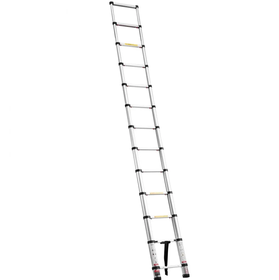VEVOR 12.5ft Telescoping Ladder, Aluminum Lightweight Multi-Purpose Collapsible Extension, One-Touch Retraction Ladder, Heavy Duty 330LBS Max Capacity with Non-Slip Feet, for Home, Outdoor Work, Loft
