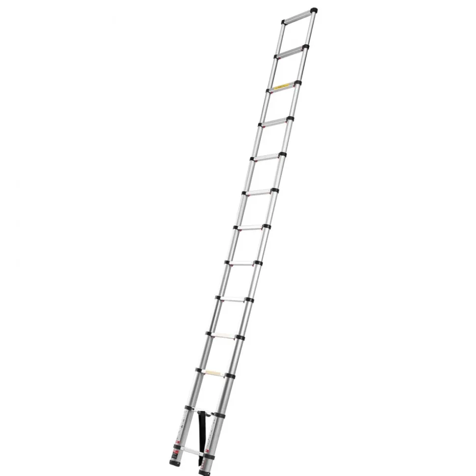 VEVOR 12.5ft Telescoping Ladder, Aluminum Lightweight Multi-Purpose Collapsible Extension, One-Touch Retraction Ladder, Heavy Duty 330LBS Max Capacity with Non-Slip Feet, for Home, Outdoor Work, Loft