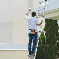 VEVOR 12.5ft Telescoping Ladder, Aluminum Lightweight Multi-Purpose Collapsible Extension, One-Touch Retraction Ladder, Heavy Duty 330LBS Max Capacity with Non-Slip Feet, for Home, Outdoor Work, Loft