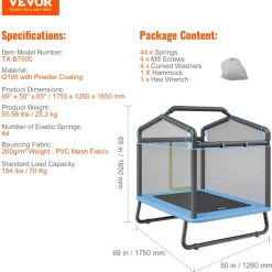 VEVOR 6FT Trampoline for Kids, 72