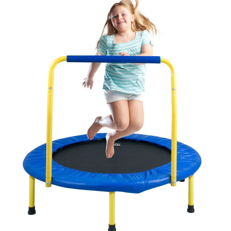 VEVOR 3FT Trampoline for Kids, 36" Trampolines Indoor/Outdoor Trampoline for Toddlers, Foldable Mini Baby Trampoline with Foam Handle, Recreational Trampoline Birthday Gift for 3+ Years Kids