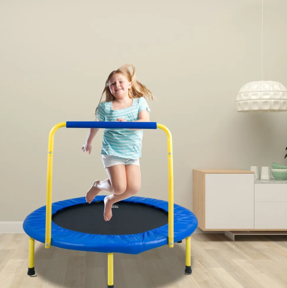 VEVOR 3FT Trampoline for Kids, 36" Trampolines Indoor/Outdoor Trampoline for Toddlers, Foldable Mini Baby Trampoline with Foam Handle, Recreational Trampoline Birthday Gift for 3+ Years Kids
