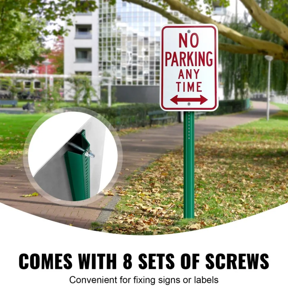 VEVOR 8FT U-Channel Sign Post, 4Pack Green Heavy Duty Steel Fixed Fence Post, Steel Fence U-Channel Sign for Garden, Courtyard, Farm or Traffic Intersection