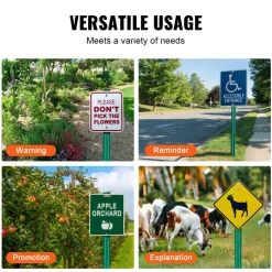 VEVOR 8FT U-Channel Sign Post, 4Pack Green Heavy Duty Steel Fixed Fence Post, Steel Fence U-Channel Sign for Garden, Courtyard, Farm or Traffic Intersection