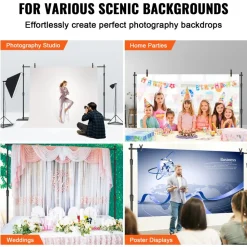 VEVOR 10ft x 10ft Pipe and Drape Kit, Heavy Duty Backdrop Stand with Carbon Steel Base, Adjustable Backdrop Support with 6 Clamps and A Carry Bag for Wedding, Party, Event, Photography, and Exhibition