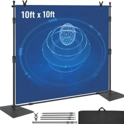 VEVOR 10ft x 10ft Pipe and Drape Kit, Heavy Duty Backdrop Stand with Carbon Steel Base, Adjustable Backdrop Support with 6 Clamps and A Carry Bag for Wedding, Party, Event, Photography, and Exhibition