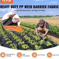 VEVOR 13FTx108FT Premium Heavy Duty Weed Barrier Landscape Fabric, 5OZ Woven Geotextile Fabric Under Gravel, High Permeability for Weed Blocker Weed Mat, Driveway Fabric, Weed Control Garden Cloth