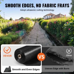 VEVOR 5FTx250FT Premium Heavy Duty Weed Barrier Landscape Fabric, 5OZ Woven Geotextile Fabric Under Gravel, High Permeability for Weed Blocker Weed Mat, Driveway Fabric, Weed Control Garden Cloth