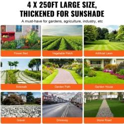 VEVOR 4FTx250FT Premium Heavy Duty Weed Barrier Landscape Fabric, 5OZ Woven Geotextile Fabric Under Gravel, High Permeability for Weed Blocker Weed Mat, Driveway Fabric, Weed Control Garden Cloth