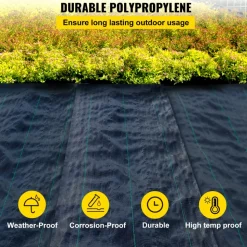 VEVOR 3FTx50FT Premium Weed Barrier Fabric Heavy Duty 5OZ, Woven Weed Control Fabric, High Permeability Good for Flower Bed, Geotextile Fabric for Underlayment, Polyethylene Ground Cover