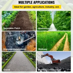 VEVOR 3FTx50FT Premium Weed Barrier Fabric Heavy Duty 5OZ, Woven Weed Control Fabric, High Permeability Good for Flower Bed, Geotextile Fabric for Underlayment, Polyethylene Ground Cover