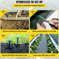 VEVOR 3FTx50FT Premium Weed Barrier Fabric Heavy Duty 5OZ, Woven Weed Control Fabric, High Permeability Good for Flower Bed, Geotextile Fabric for Underlayment, Polyethylene Ground Cover