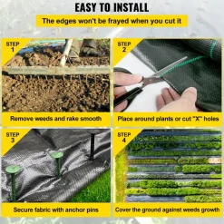 VEVOR 6.5FTx300FT Premium Weed Barrier Fabric Heavy Duty 3.2OZ, Woven Weed Control Fabric, High Permeability Good for Flower Bed, Geotextile Fabric for Underlayment, Polyethylene Ground Cover
