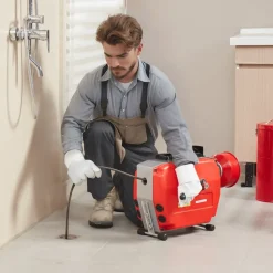 VEVOR 120FT x 7/8 Inch Drain Cleaner Machine, 420W Electric Sewer Snake Auger Manual Feed - with 6 Cutters, 2 Steel Cables (120' x 7/8