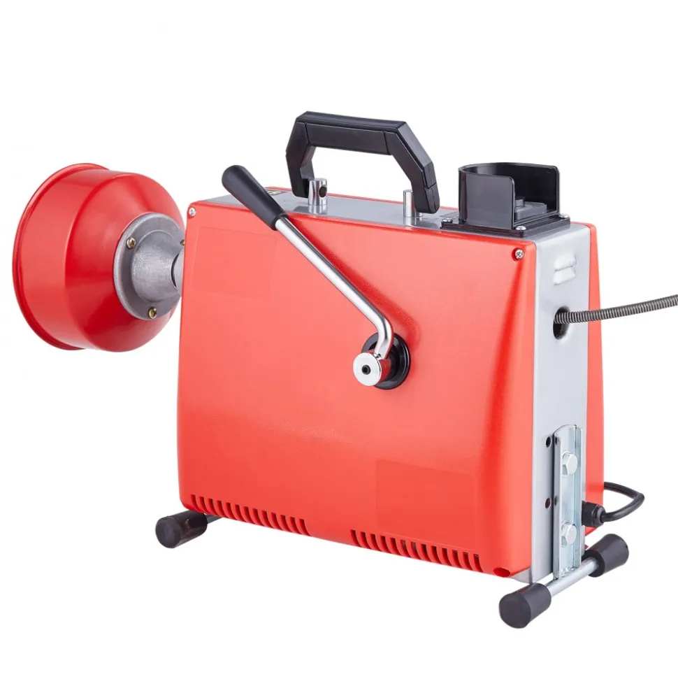 VEVOR 66FT x 5/8 Inch Drain Cleaner Machine, 250W Electric Sewer Snake Auger Manual Feed - with 7 Cutters, 2 Steel Cables (66' x 5/8" and 15' x 3/8")& CW/CCW Control for 1.6" to 4" Pipes