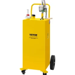 VEVOR Fuel Caddy, 35 Gallon, Gas Storage Tank on 4 Wheels, with Manuel Transfer Pump, Gasoline Diesel Fuel Container for Cars, Lawn Mowers, ATVs, Boats, More, Yellow