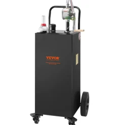 VEVOR Fuel Caddy, 35 Gallon, Gas Storage Tank on 4 Wheels, with Manual Transfer Pump, Gasoline Diesel Fuel Container for Cars, Lawn Mowers, ATVs, Boats, More, Black
