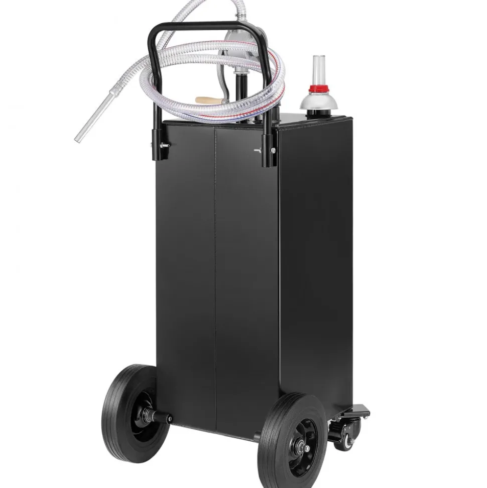 VEVOR Fuel Caddy, 35 Gallon, Gas Storage Tank on 4 Wheels, with Manual Transfer Pump, Gasoline Diesel Fuel Container for Cars, Lawn Mowers, ATVs, Boats, More, Black