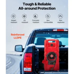 VEVOR Fuel Caddy, 15 Gallon, Portable Fuel Tank with Gravity & Hand Pump Modes, Fuel Tank Container with Wheels, 10 ft Delivery Hose & Manual Pump, Gas Caddy for Motorboats, ATVs, Gasoline & Diesel