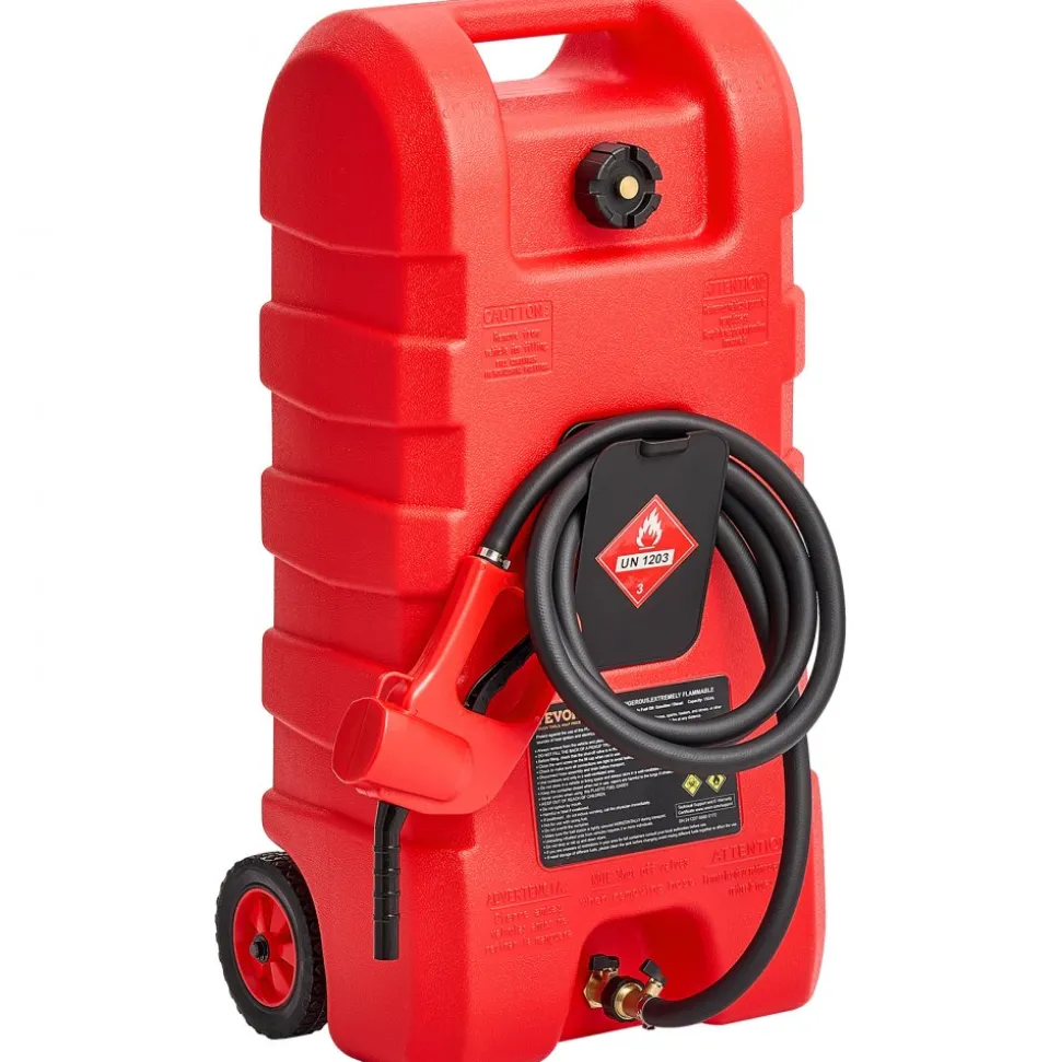 VEVOR Fuel Caddy, 15 Gallon, Portable Fuel Tank with Gravity & Hand Pump Modes, Fuel Tank Container with Wheels, 10 ft Delivery Hose & Manual Pump, Gas Caddy for Motorboats, ATVs, Gasoline & Diesel
