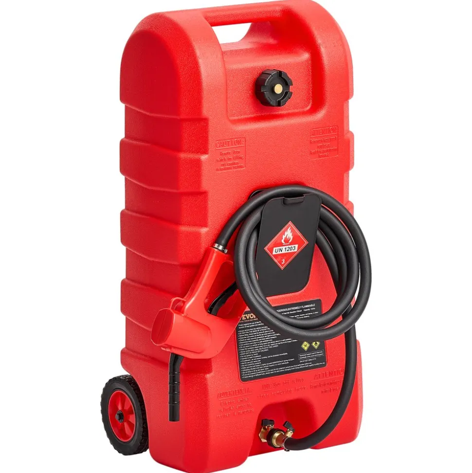 VEVOR Fuel Caddy, 15 Gallon, Portable Fuel Tank with Gravity & Hand Pump Modes, Fuel Tank Container with Wheels, 10 ft Delivery Hose & Manual Pump, Gas Caddy for Motorboats, ATVs, Gasoline & Diesel