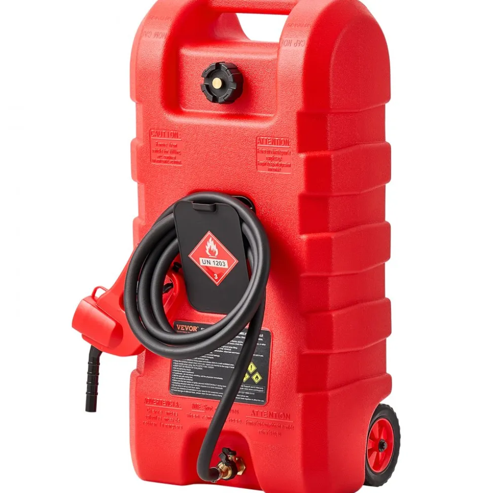VEVOR Fuel Caddy, 15 Gallon, Portable Fuel Tank with Gravity & Hand Pump Modes, Fuel Tank Container with Wheels, 10 ft Delivery Hose & Manual Pump, Gas Caddy for Motorboats, ATVs, Gasoline & Diesel