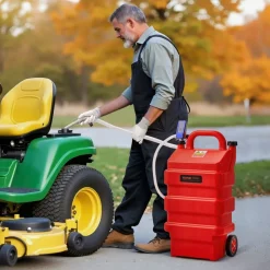 VEVOR Fuel Caddy, 16 Gallon, Portable Fuel Tank with 12V DC 2.5 GPM Electric Fuel Transfer Pump, 4 ft Delivery Hose & Auto-Stop Sensor Nozzle, Tank Adapters, Suitable for Diesel & Gasoline, Red