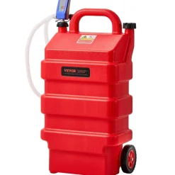 VEVOR Fuel Caddy, 16 Gallon, Portable Fuel Tank with 12V DC 2.5 GPM Electric Fuel Transfer Pump, 4 ft Delivery Hose & Auto-Stop Sensor Nozzle, Tank Adapters, Suitable for Diesel & Gasoline, Red