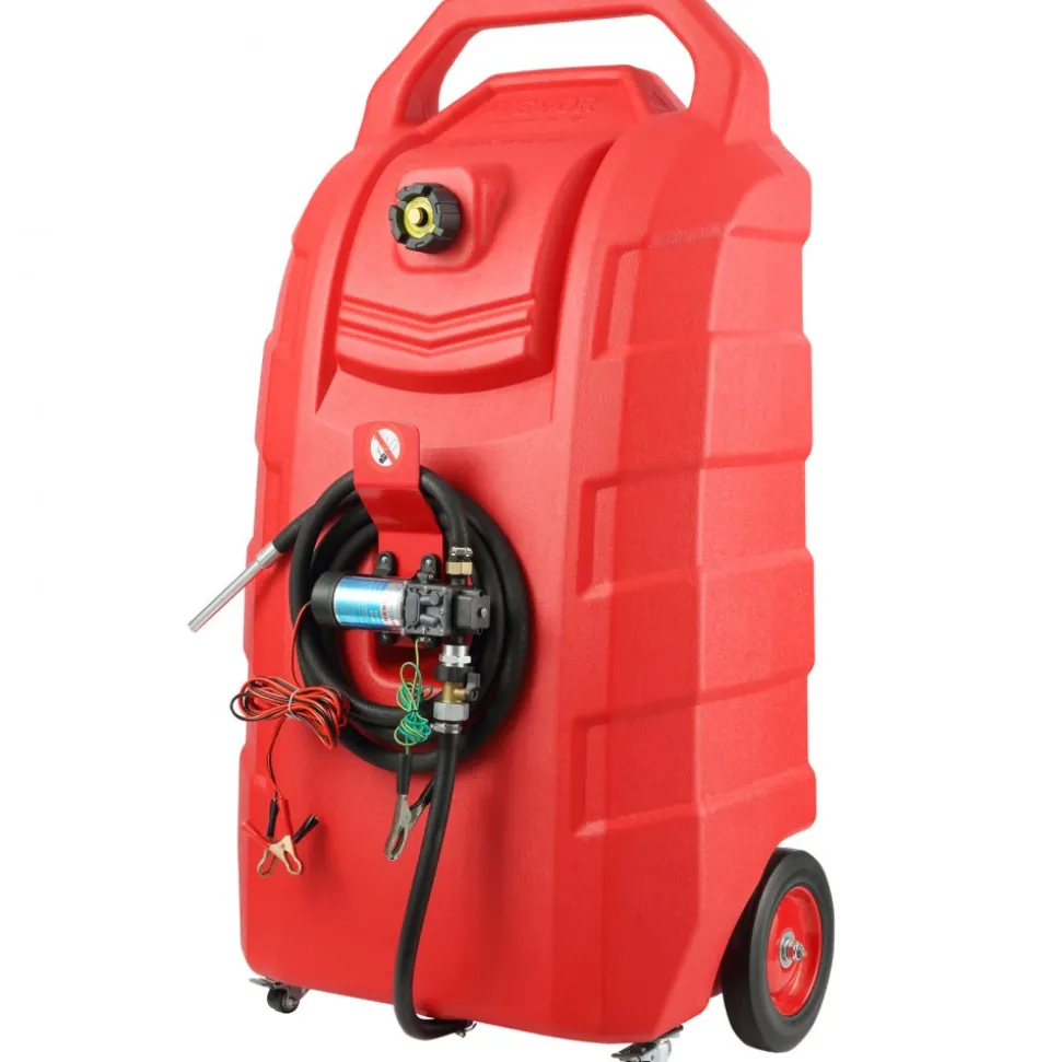 VEVOR Fuel Caddy, 32 Gallon, Portable Fuel Storage Tank On-Wheels, with 12V DC Transfer Pump, Gasoline Diesel Fuel Container with 8.2 ft Hose, Flow Rate 7L/min, for Trucks, Boats, Lawn Mowers