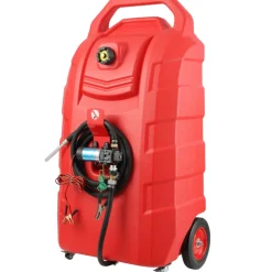 VEVOR Fuel Caddy, 32 Gallon, Portable Fuel Storage Tank On-Wheels, with 12V DC Transfer Pump, Gasoline Diesel Fuel Container with 8.2 ft Hose, Flow Rate 7L/min, for Trucks, Boats, Lawn Mowers