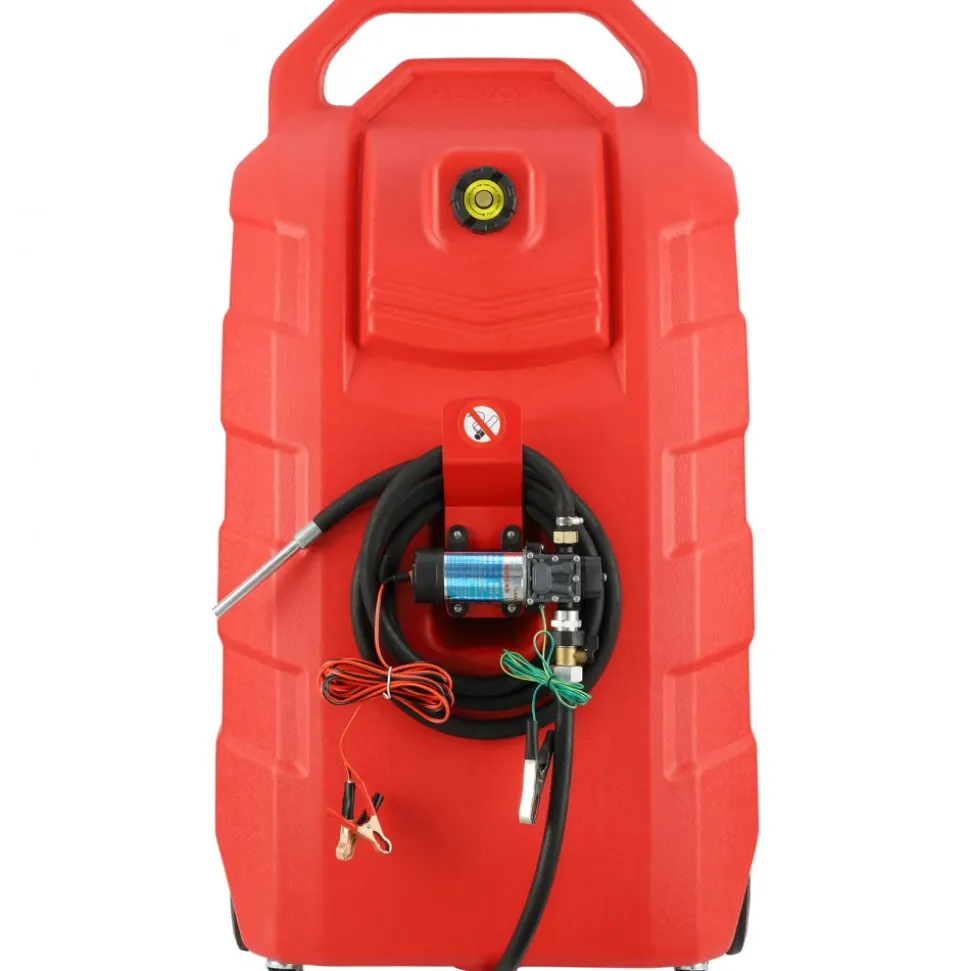 VEVOR Fuel Caddy, 32 Gallon, Portable Fuel Storage Tank On-Wheels, with 12V DC Transfer Pump, Gasoline Diesel Fuel Container with 8.2 ft Hose, Flow Rate 7L/min, for Trucks, Boats, Lawn Mowers