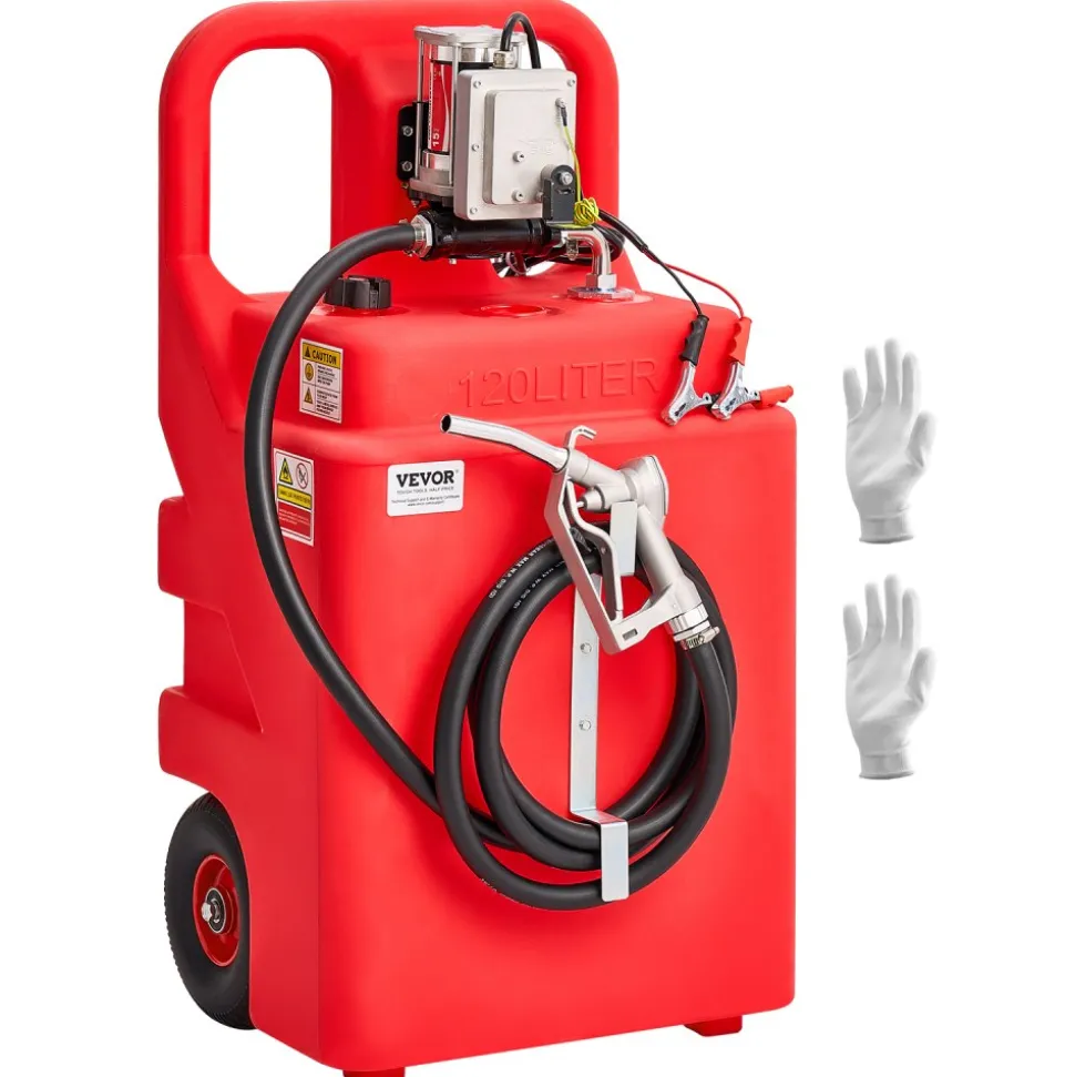 VEVOR Fuel Caddy, 32 Gallon, Portable Fuel Tank with 12V DC 15 GPM Electric Fuel Transfer Pump, 13 ft Delivery Hose & Aluminum Alloy Manual Nozzle, Gas Caddy for Motorboats, ATVs, Diesel & Gasoline