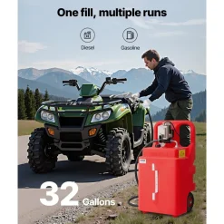 VEVOR Fuel Caddy, 32 Gallon, Portable Fuel Tank with 12V DC 15 GPM Electric Fuel Transfer Pump, 13 ft Delivery Hose & Aluminum Alloy Manual Nozzle, Gas Caddy for Motorboats, ATVs, Diesel & Gasoline