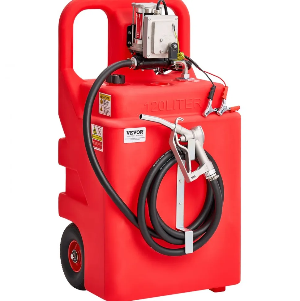 VEVOR Fuel Caddy, 32 Gallon, Portable Fuel Tank with 12V DC 15 GPM Electric Fuel Transfer Pump, 13 ft Delivery Hose & Aluminum Alloy Manual Nozzle, Gas Caddy for Motorboats, ATVs, Diesel & Gasoline
