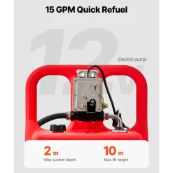VEVOR Fuel Caddy, 32 Gallon, Portable Fuel Tank with 12V DC 15 GPM Electric Fuel Transfer Pump, 13 ft Delivery Hose & Aluminum Alloy Manual Nozzle, Gas Caddy for Motorboats, ATVs, Diesel & Gasoline