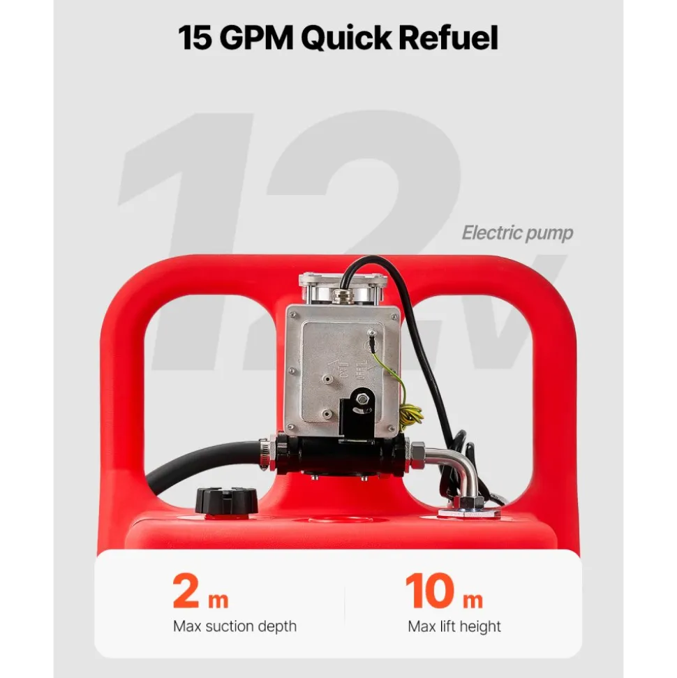 VEVOR Fuel Caddy, 32 Gallon, Portable Fuel Tank with 12V DC 15 GPM Electric Fuel Transfer Pump, 13 ft Delivery Hose & Aluminum Alloy Manual Nozzle, Gas Caddy for Motorboats, ATVs, Diesel & Gasoline